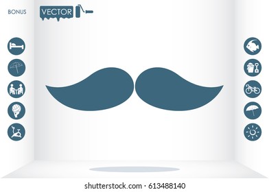 Mustache icon vector illustration eps10. Isolated badge for website or app - stock infographics
