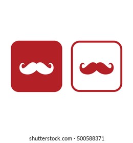 Mustache icon vector illustration. Red and white