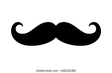 Mustache icon. Vector moustache vintage shape symbol with curly whisker