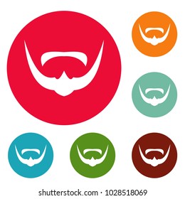 Mustache icons circle set vector isolated on white background
