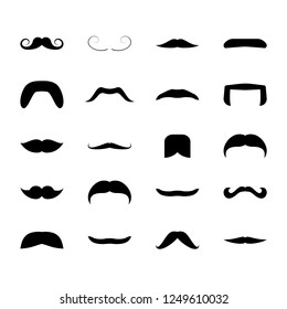 Mustache icons. Mans moustache set of black silhouettes.