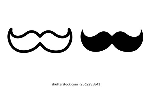 Mustache Icons pack in outlined and flat versions