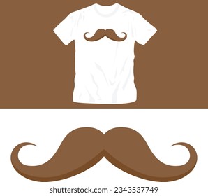 mustache isolated on white background shirt design editable template