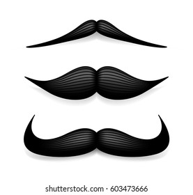 Mustache isolated on white. Black vector vintage moustache. Facial hair.Barber shop. Retro collection. Hipster beard.