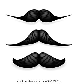 Mustache isolated on white. Black vector vintage moustache. Facial hair.Barber shop. Retro collection. Hipster beard.
