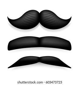 Mustache isolated on white. Black vector vintage moustache. Facial hair.Barber shop. Retro collection. Hipster beard.