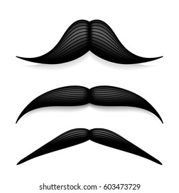 Mustache isolated on white. Black vector vintage moustache. Facial hair.Barber shop. Retro collection. Hipster beard.