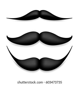 Mustache isolated on white. Black vector vintage moustache. Facial hair.Barber shop. Retro collection. Hipster beard.