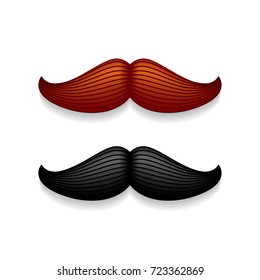 Mustache isolated on white. Black vector vintage moustache. Facial hair.Barber shop. Retro collection. Hipster beard.