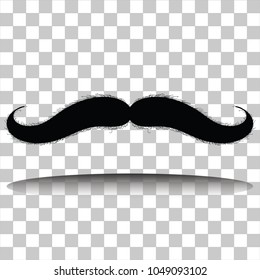 Mustache Isolated Vector. Black Vintage Moustache. Retro Collection Isolated On Transparent Background Illustration