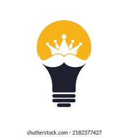 Mustache king bulb shape concept vector logo design. Elegant stylish mustache crown logo.