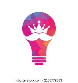 Mustache king bulb shape concept vector logo design. Elegant stylish mustache crown logo.