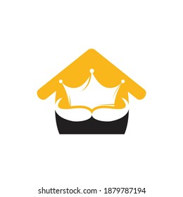 Mustache king vector logo design. Elegant stylish moustache crown logo.