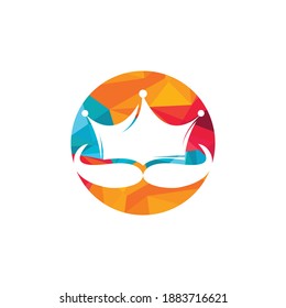 Mustache king vector logo design. Elegant stylish mustache crown logo.