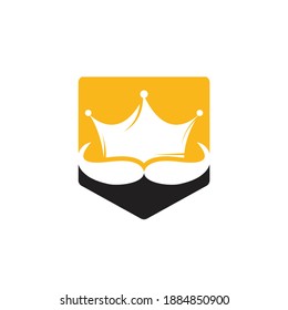 Diseño del logo del vector del vector king bigote. Elegante y elegante logo de la corona de bigote.