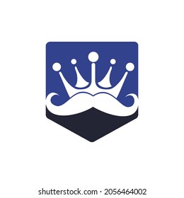 Mustache king vector logo design. Elegant stylish mustache crown logo.	