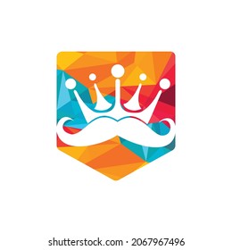 Mustache king vector logo design. Elegant stylish mustache crown logo.	