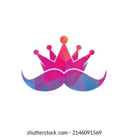 Mustache King Vektorlogo Design. Elegantes stylisches Schnurrbart-Kronlogo.