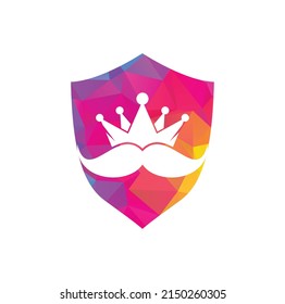 Mustache king vector logo design. Elegant stylish mustache crown logo.