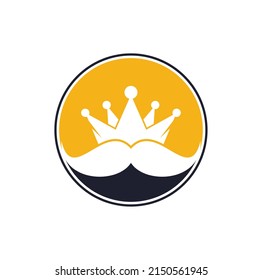Mustache king vector logo design. Elegant stylish mustache crown logo.