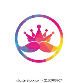 Mustache king vector logo design. Elegant stylish mustache crown logo.