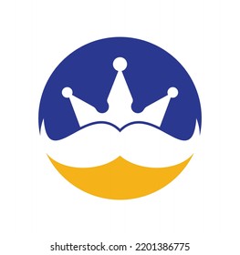 Diseño del logo del vector del vector king bigote. Elegante y elegante logo de la corona de bigote.