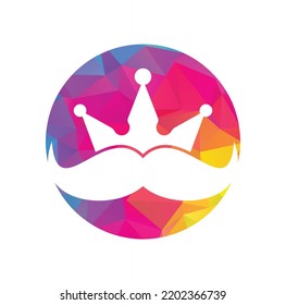 Diseño del logo del vector del vector king bigote. Elegante y elegante logo de la corona de bigote.
