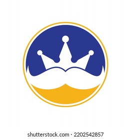 Diseño del logo del vector del vector king bigote. Elegante y elegante logo de la corona de bigote.