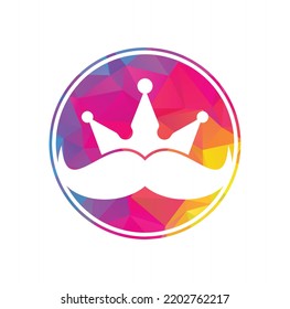 Mustache King Vektorlogo Design. Elegantes stylisches Schnurrbart-Kronlogo.