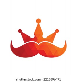 Mustache king vector logo design. Elegant stylish mustache crown logo.