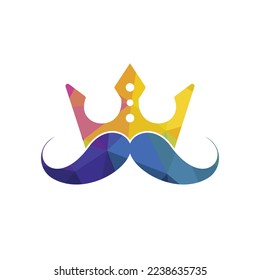Diseño del logo del vector del vector king bigote. Elegante y elegante logo de la corona de bigote.	