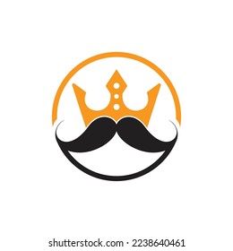 Mustache king vector logo design. Elegant stylish mustache crown logo.	