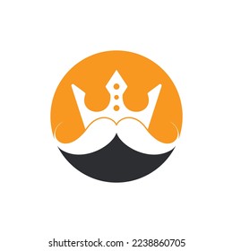 Mustache King Vektorlogo Design. Elegantes stylisches Schnurrbart-Kronlogo.	