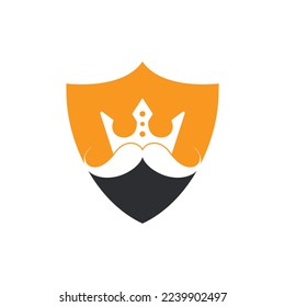 Mustache king vector logo design. Elegant stylish mustache crown logo.	