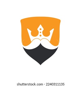 Mustache king vector logo design. Elegant stylish mustache crown logo.	