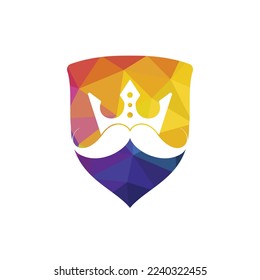 Diseño del logo del vector del vector king bigote. Elegante y elegante logo de la corona de bigote.	