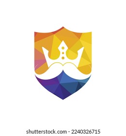 Diseño del logo del vector del vector king bigote. Elegante y elegante logo de la corona de bigote.	