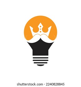 Mustache king vector logo design. Elegant stylish mustache crown logo.	
