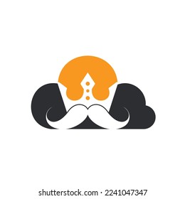 Mustache King Vektorlogo Design. Elegantes stylisches Schnurrbart-Kronlogo.	