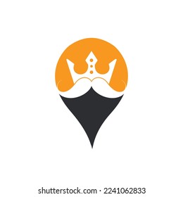 Mustache king vector logo design. Elegant stylish mustache crown logo.	