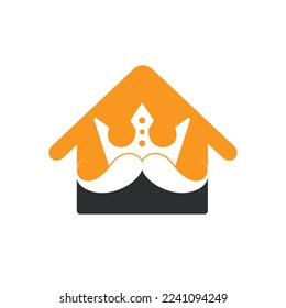 Mustache king vector logo design. Elegant stylish mustache crown logo.	