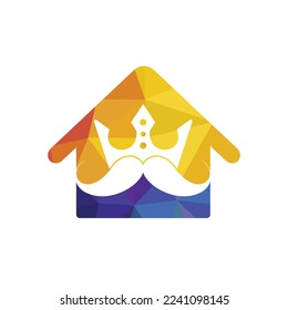 Mustache king vector logo design. Elegant stylish mustache crown logo.	