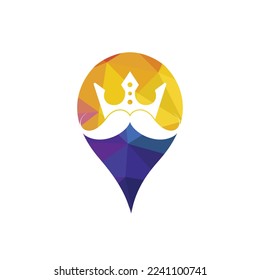 Mustache King Vektorlogo Design. Elegantes stylisches Schnurrbart-Kronlogo.	