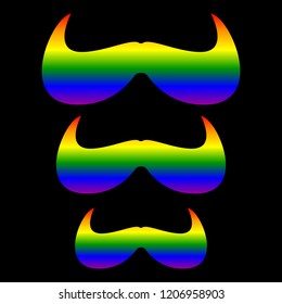 Mustache in LGBT colors on a black background, vector