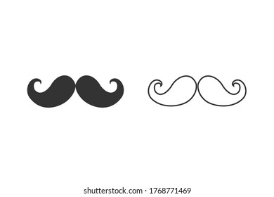 Mustache line icon set vector illustration