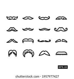 Mustache line icon set vector. Daddy icon or logo symbol vector