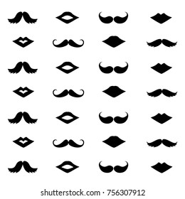 mustache and lips on a white background,vector illustration