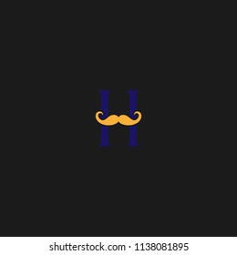 MUSTACHE LOGO WITH ALPHABET H FOR ILLUSTRATION USE