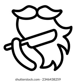 Mustache, long beard, razor line icon, hairdresser salon concept, mustache vector sign on white background, razor outline style mobile concept web design. Vector graphics.