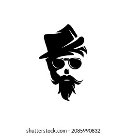 mustache male face silhouette vector